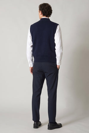 Navy Pure Cashmere Crew Neck Vest