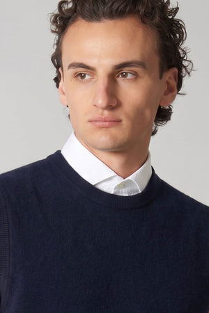 Navy Pure Cashmere Crew Neck Vest