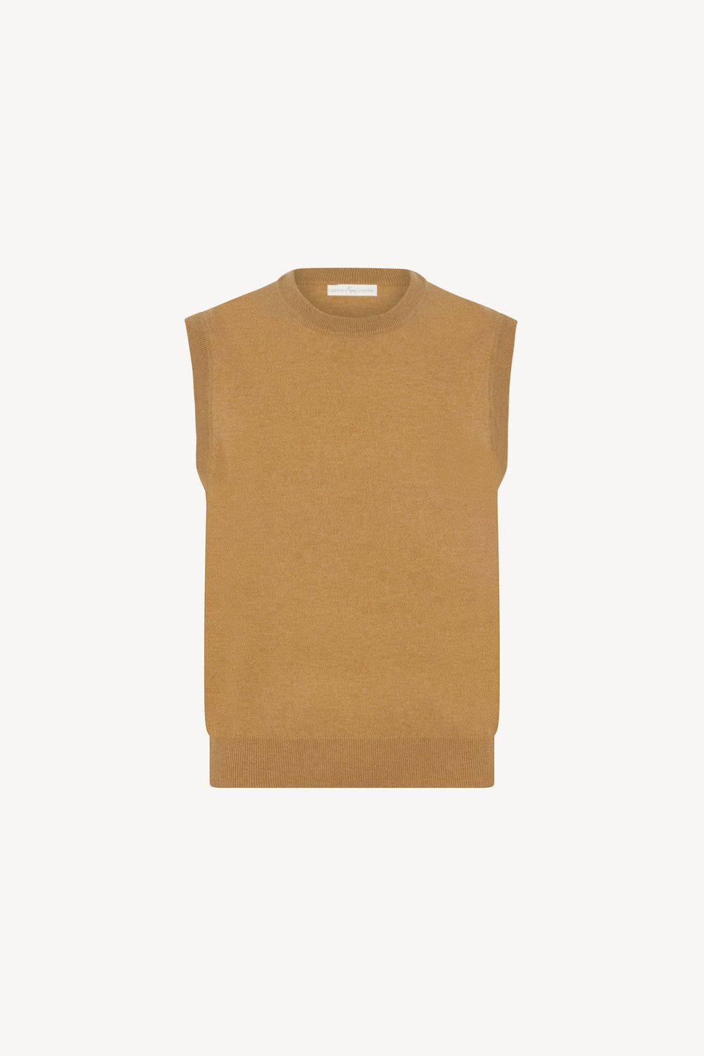 Camel Pure Cashmere Crew Neck Vest