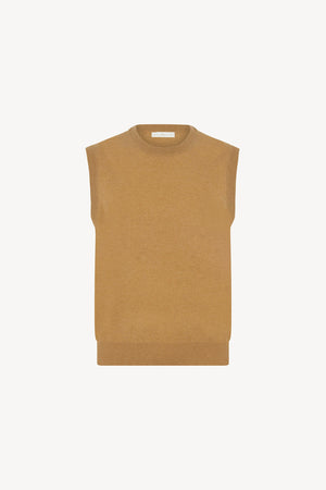 Camel Pure Cashmere Crew Neck Vest