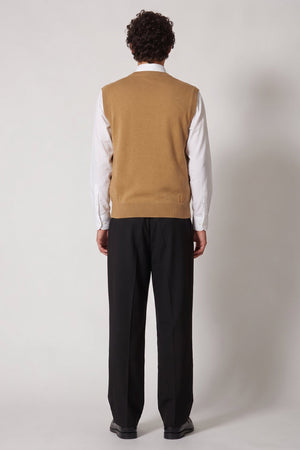 Camel Pure Cashmere Crew Neck Vest