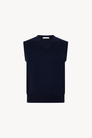 Navy Pure Cashmere V-Neck Vest