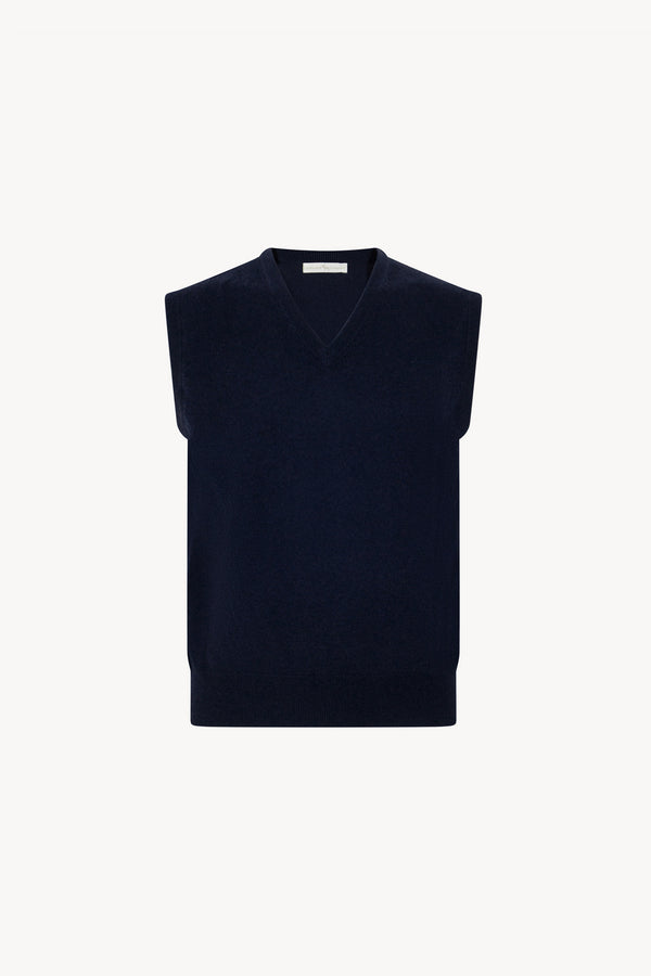 Navy Pure Cashmere V-Neck Vest