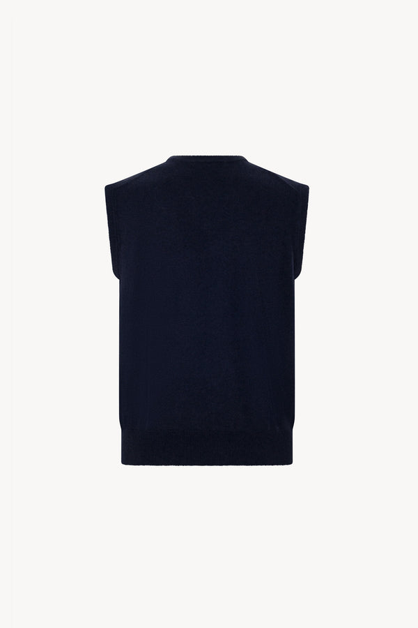 Navy Pure Cashmere V-Neck Vest