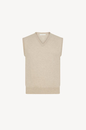 Gilet Scollo a V in Puro Cashmere Avena