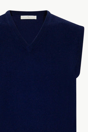 Gilet Scollo a V in Puro Cashmere Ink Blue