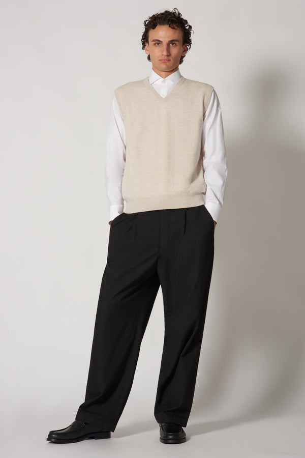 Gilet Scollo a V in Puro Cashmere Ink Blue