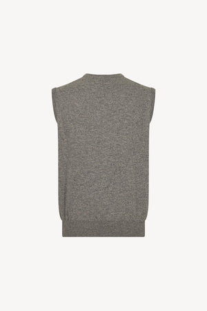 Medium Grey Pure Cashmere V-Neck Vest