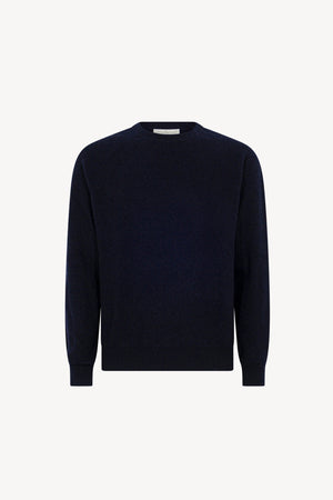 Girocollo a Costa Inglese in Puro Cashmere Navy