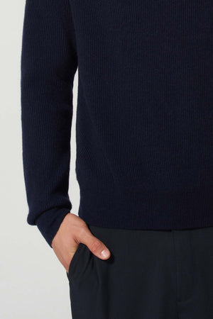 Girocollo a Costa Inglese in Puro Cashmere Navy