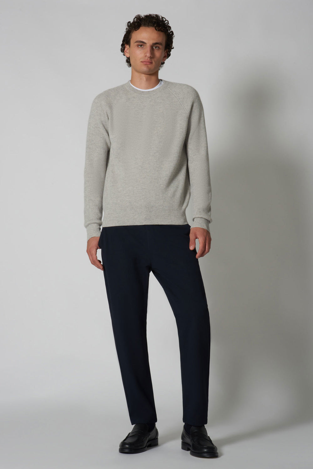 Girocollo a Costa Inglese in Puro Cashmere Pomice