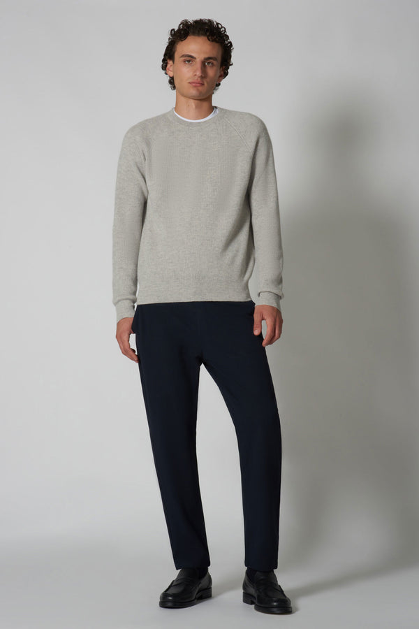 Girocollo a Costa Inglese in Puro Cashmere Pomice