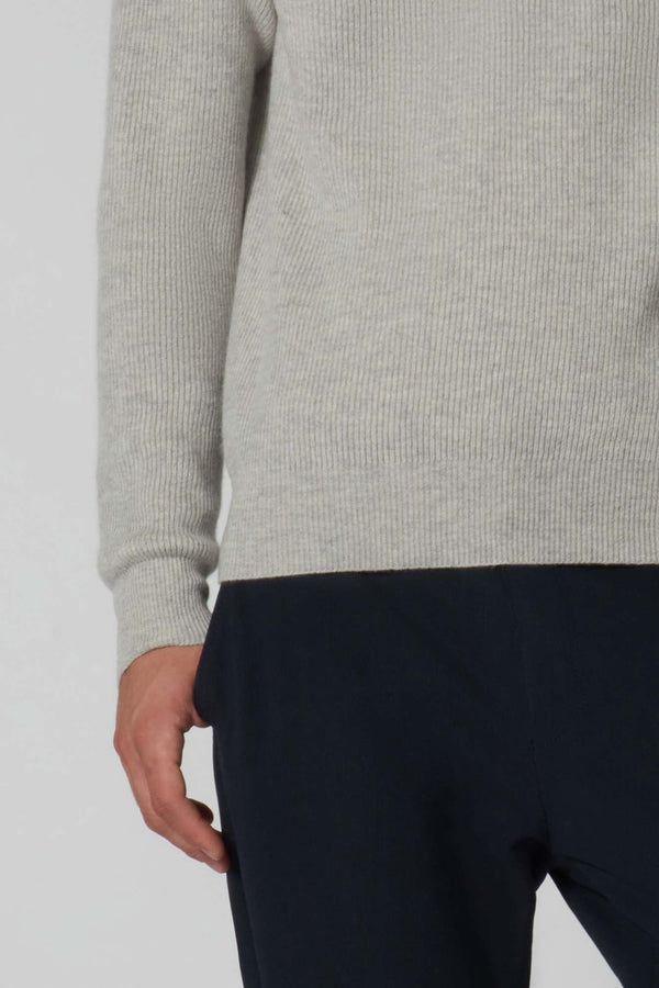 Girocollo a Costa Inglese in Puro Cashmere Pomice