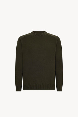 Dark Green Pure Cashmere 4-Ply Round Neck Pullover