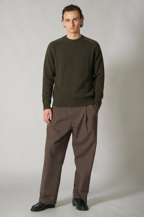 Dark Green Pure Cashmere 4-Ply Round Neck Pullover