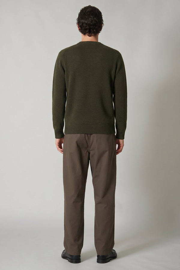 Dark Green Pure Cashmere 4-Ply Round Neck Pullover
