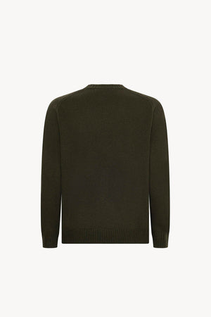 Dark Green Pure Cashmere 4-Ply Round Neck Pullover