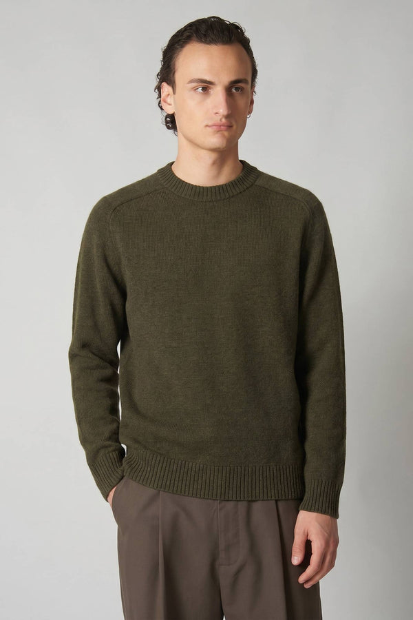 Dark Green Pure Cashmere 4-Ply Round Neck Pullover