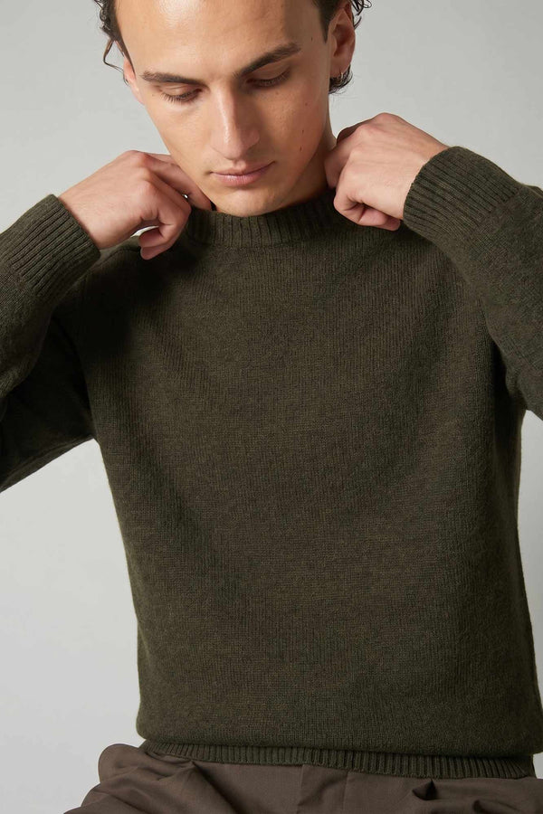 Dark Green Pure Cashmere 4-Ply Round Neck Pullover