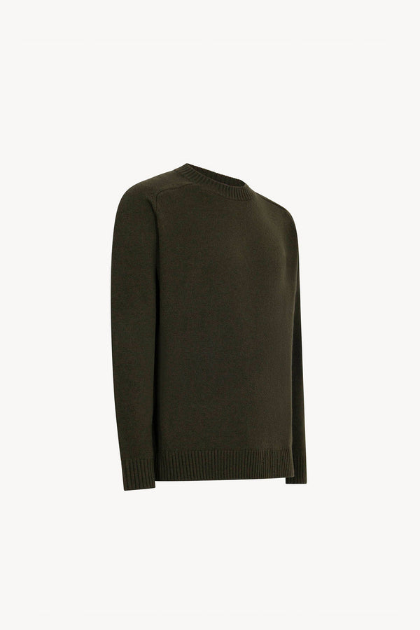 Dark Green Pure Cashmere 4-Ply Round Neck Pullover