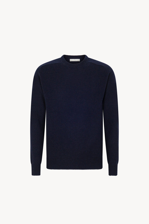 Navy Pure Cashmere 4-Ply Round Neck Pullover
