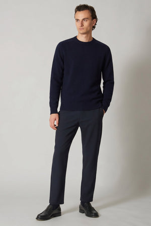 Navy Pure Cashmere 4-Ply Round Neck Pullover