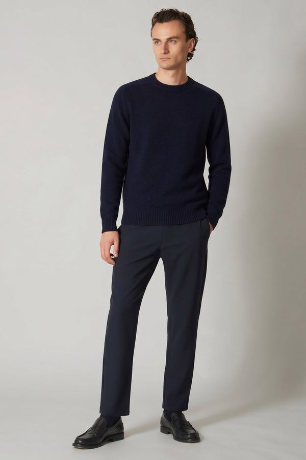 Navy Pure Cashmere 4-Ply Round Neck Pullover