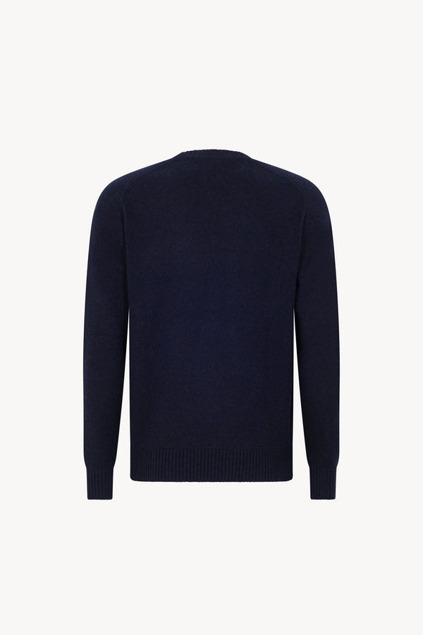 Navy Pure Cashmere 4-Ply Round Neck Pullover