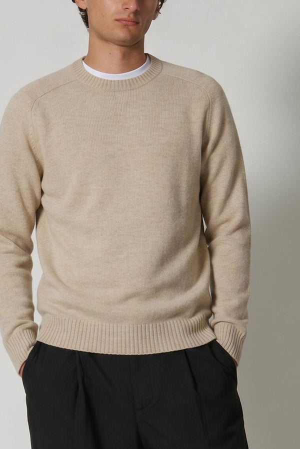 Beige Pure Cashmere 4-Ply Round Neck Pullover