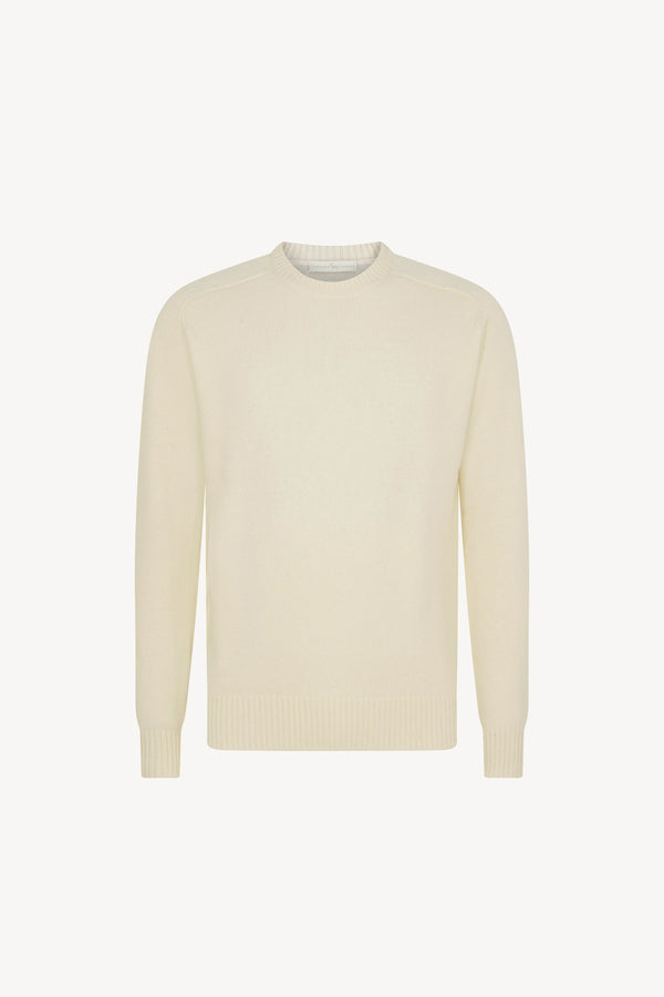 Ivory Pure Cashmere 4-Ply Round Neck Pullover