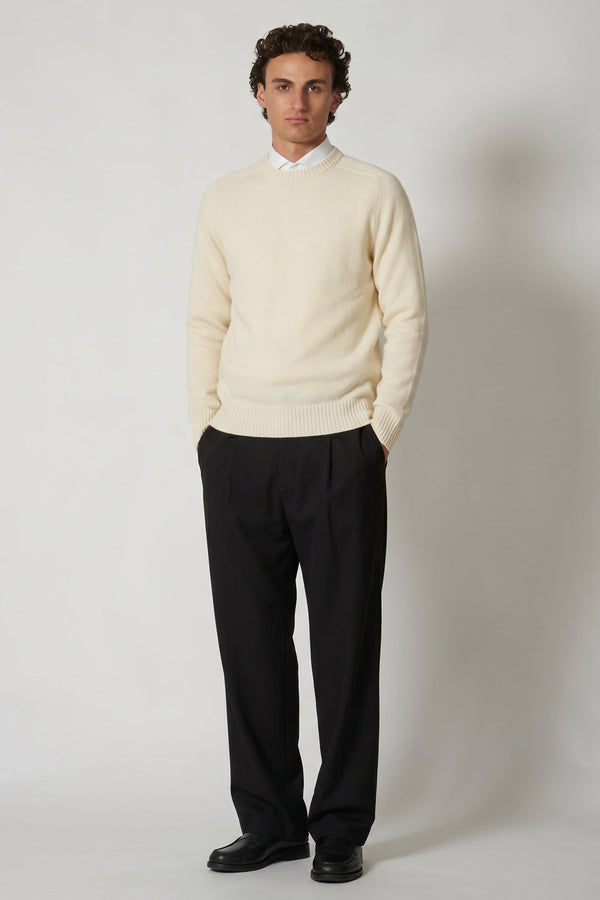Ivory Pure Cashmere 4-Ply Round Neck Pullover