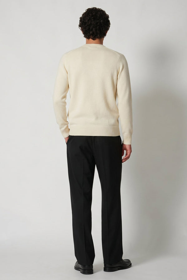Ivory Pure Cashmere 4-Ply Round Neck Pullover