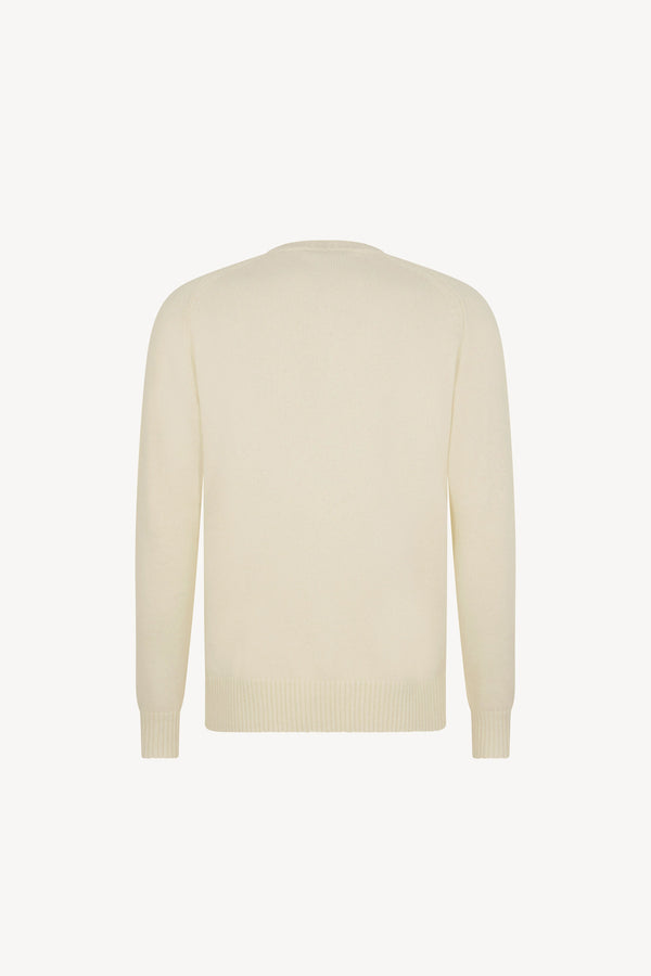 Ivory Pure Cashmere 4-Ply Round Neck Pullover