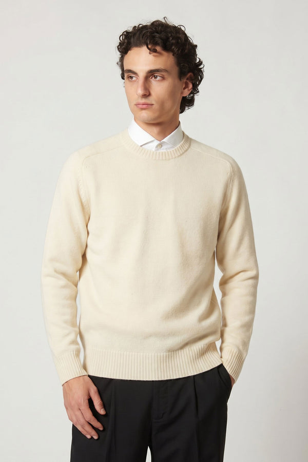 Ivory Pure Cashmere 4-Ply Round Neck Pullover