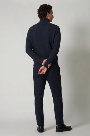 Marine Blue Pure Cashmere 4-Ply Turtleneck Pullover