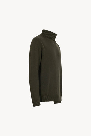 Dark Green Pure Cashmere 4-Ply Turtleneck Pullover