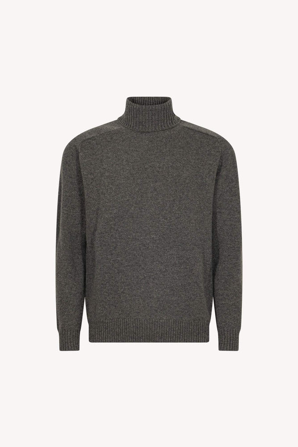 Dark Grey Pure Cashmere 4-Ply Turtleneck Pullover