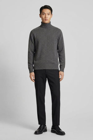 Dark Grey Pure Cashmere 4-Ply Turtleneck Pullover