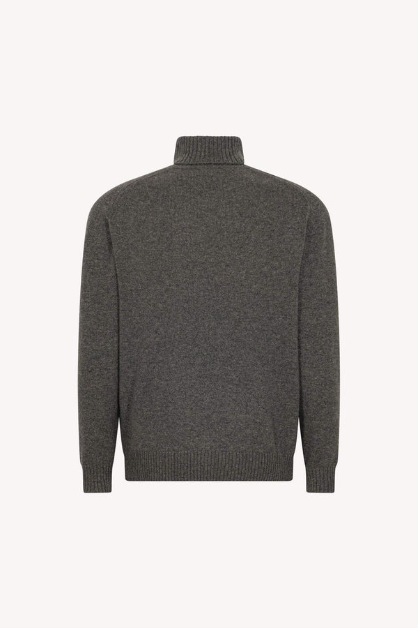 Dark Grey Pure Cashmere 4-Ply Turtleneck Pullover