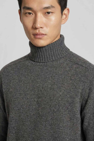 Dark Grey Pure Cashmere 4-Ply Turtleneck Pullover