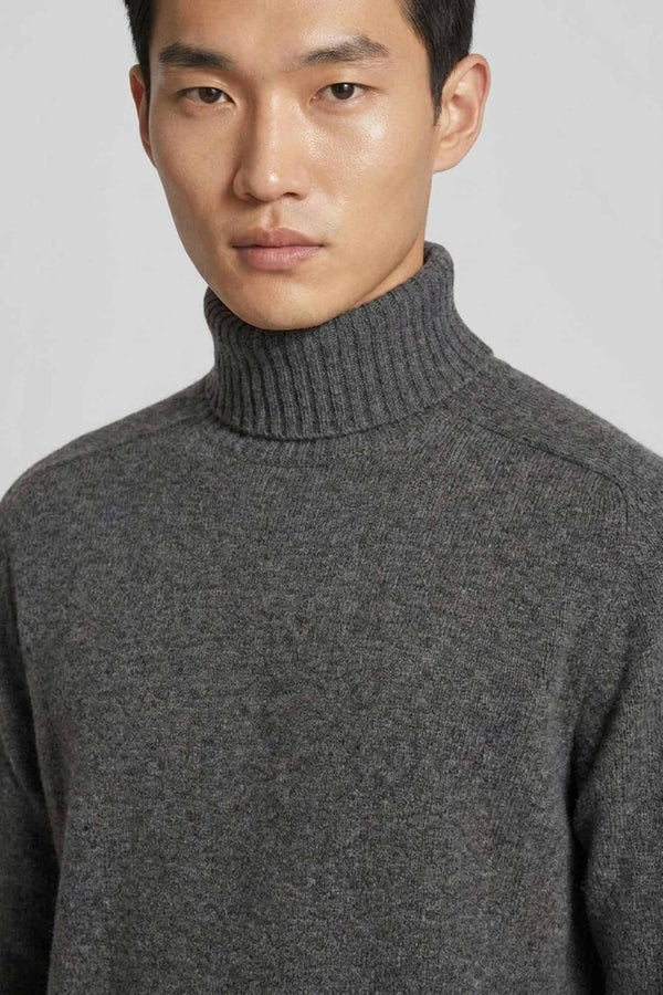 Dark Grey Pure Cashmere 4-Ply Turtleneck Pullover