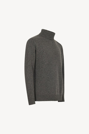 Dark Grey Pure Cashmere 4-Ply Turtleneck Pullover