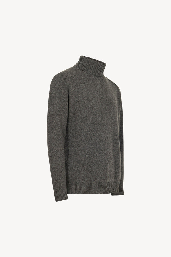 Dark Grey Pure Cashmere 4-Ply Turtleneck Pullover