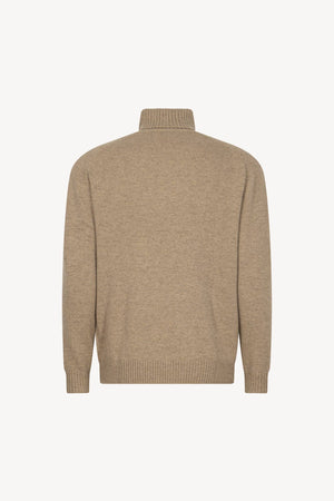 Hazelnut Brown Pure Cashmere 4-Ply Turtleneck Pullover