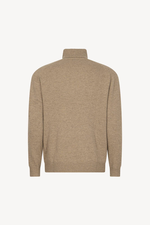 Hazelnut Brown Pure Cashmere 4-Ply Turtleneck Pullover