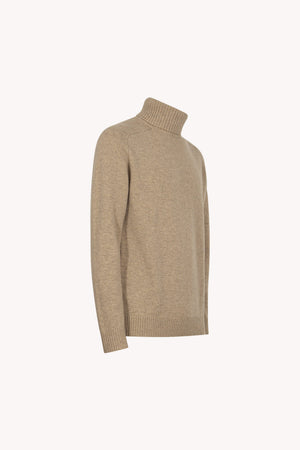 Hazelnut Brown Pure Cashmere 4-Ply Turtleneck Pullover