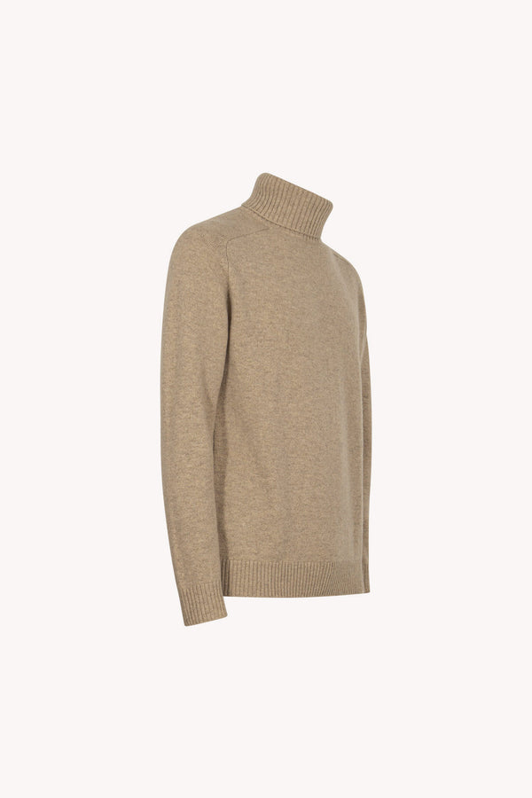 Hazelnut Brown Pure Cashmere 4-Ply Turtleneck Pullover