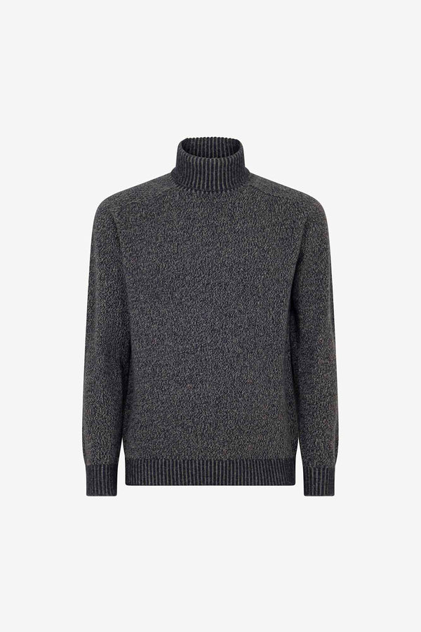 Dolcevita 4 Fili in Puro Cashmere Moulinè Oceano