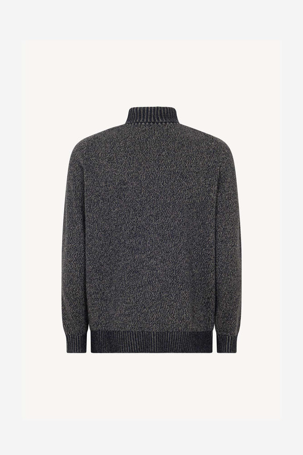 Dolcevita 4 Fili in Puro Cashmere Moulinè Oceano