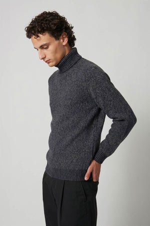 Dolcevita 4 Fili in Puro Cashmere Moulinè Oceano